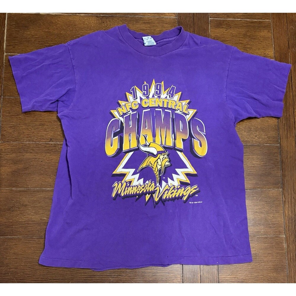 Vintage Men’s Size L Minnesota Vikings 1994 Salem NFC Champs Purple T Shirt NFL